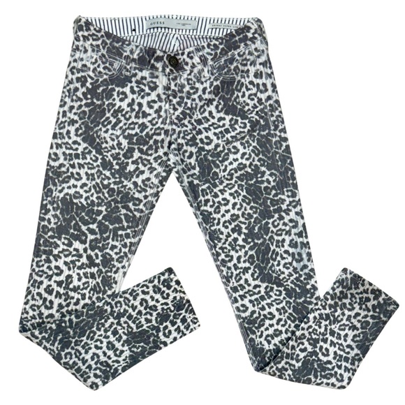 Guess Gray Animal Print “Skinny Ultra Low” Denim Jeans (size 25) - Picture 2 of 10